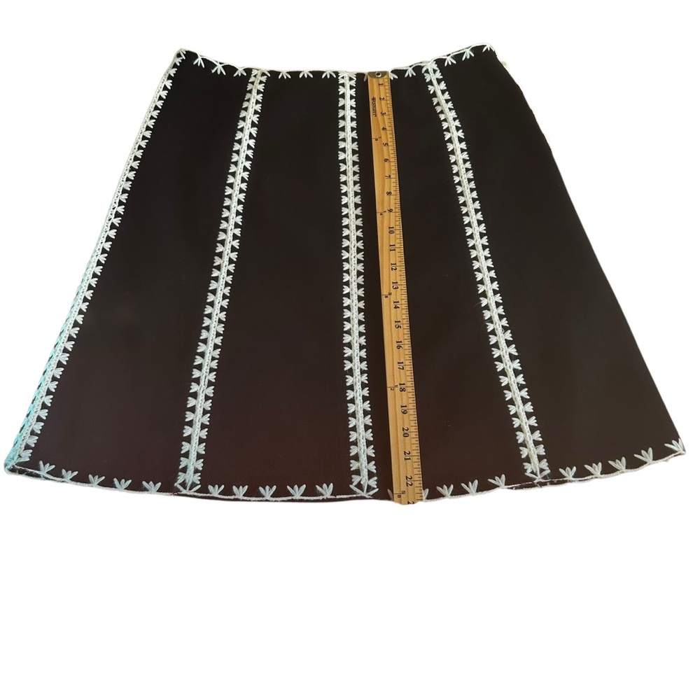 ETCETERA skirt womens 14 embroiderd soft wool blend a-line boho black cream work - Picture 6 of 15